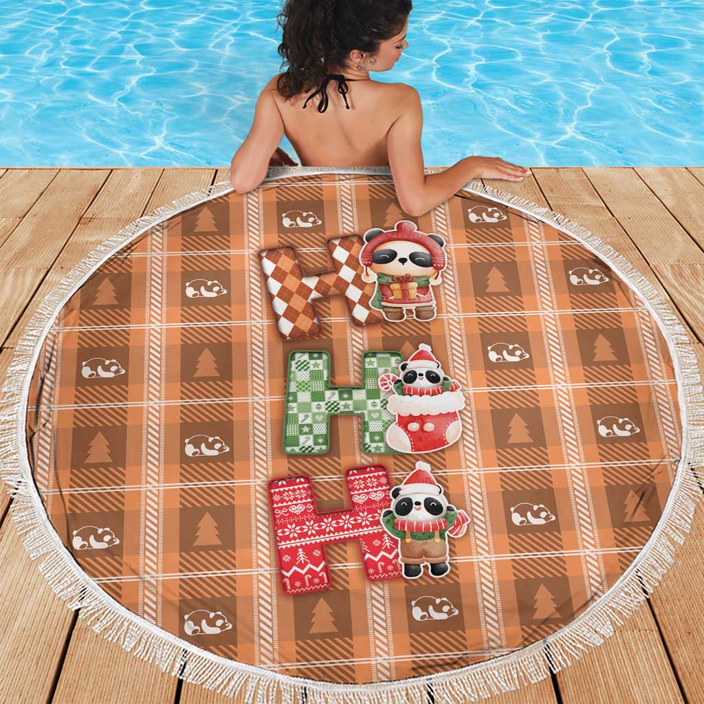 Panda Christmas Beach Blanket Ho Ho Ho Caramel Pattern - Wonder Print Shop