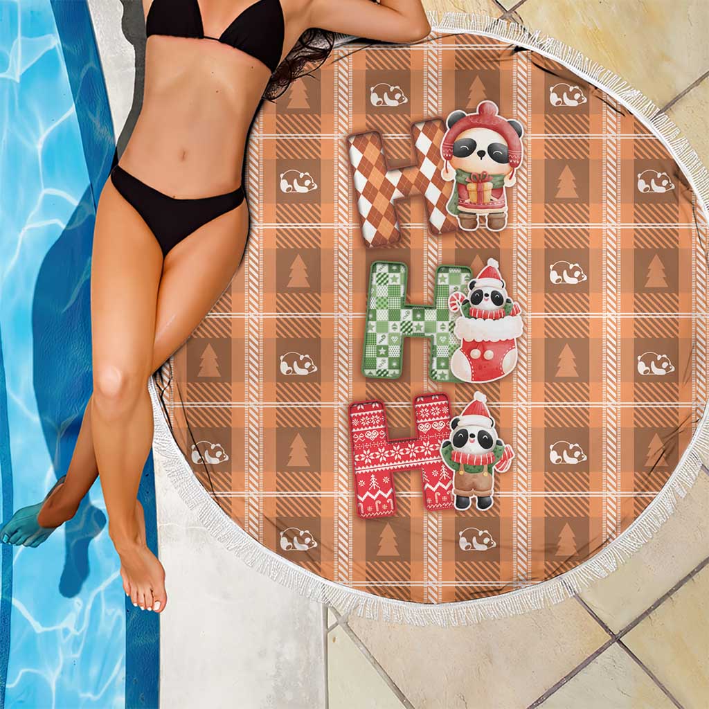 Panda Christmas Beach Blanket Ho Ho Ho Caramel Pattern - Wonder Print Shop