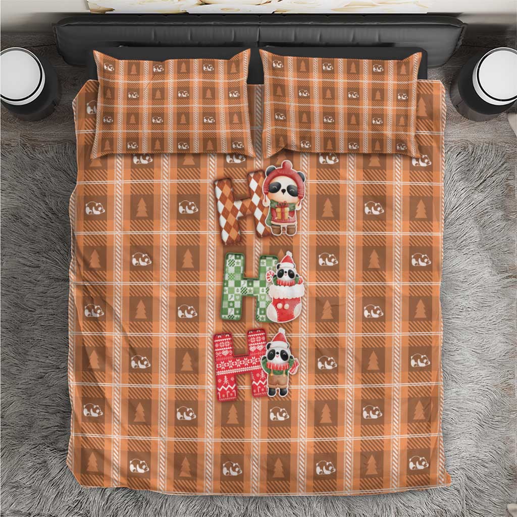 Panda Christmas Bedding Set Ho Ho Ho Caramel Pattern - Wonder Print Shop