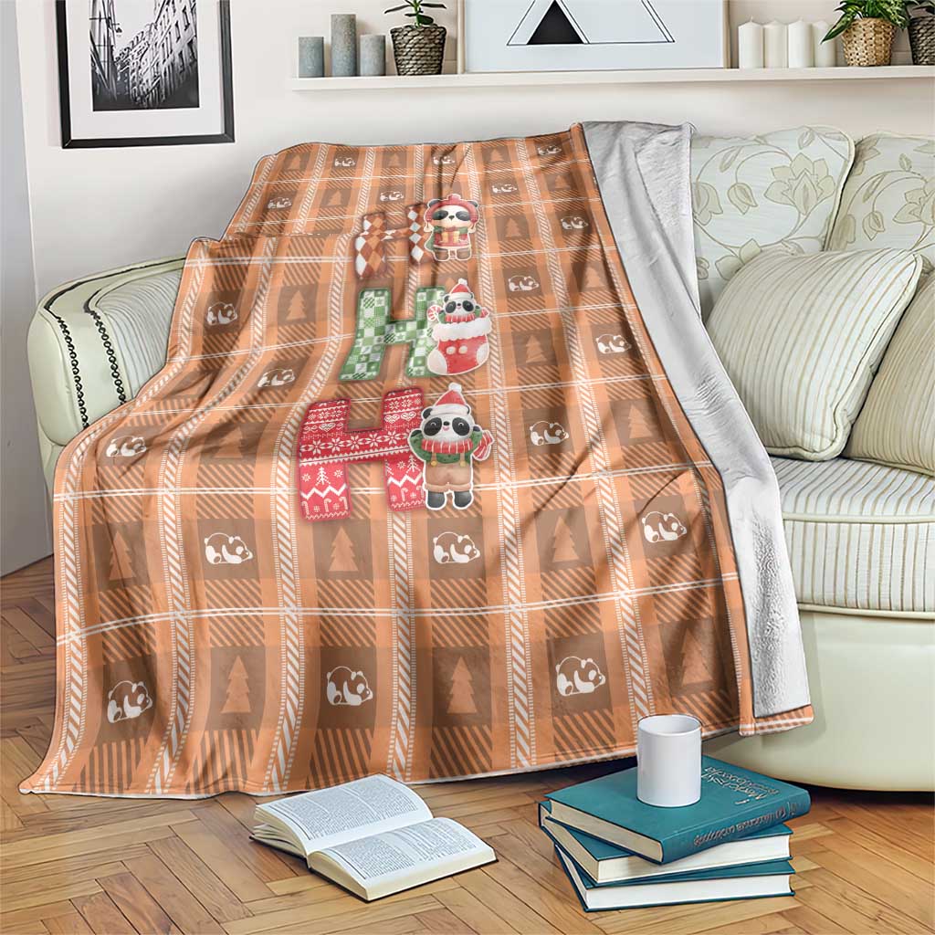 Panda Christmas Blanket Ho Ho Ho Caramel Pattern - Wonder Print Shop