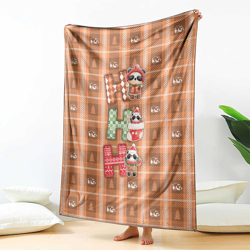 Panda Christmas Blanket Ho Ho Ho Caramel Pattern - Wonder Print Shop