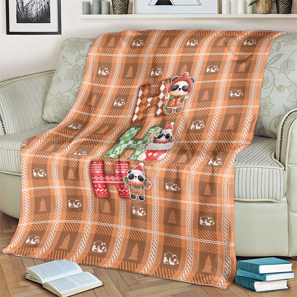 Panda Christmas Blanket Ho Ho Ho Caramel Pattern - Wonder Print Shop