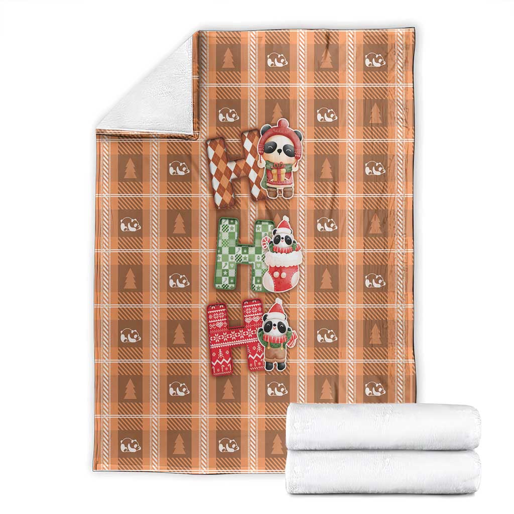 Panda Christmas Blanket Ho Ho Ho Caramel Pattern - Wonder Print Shop