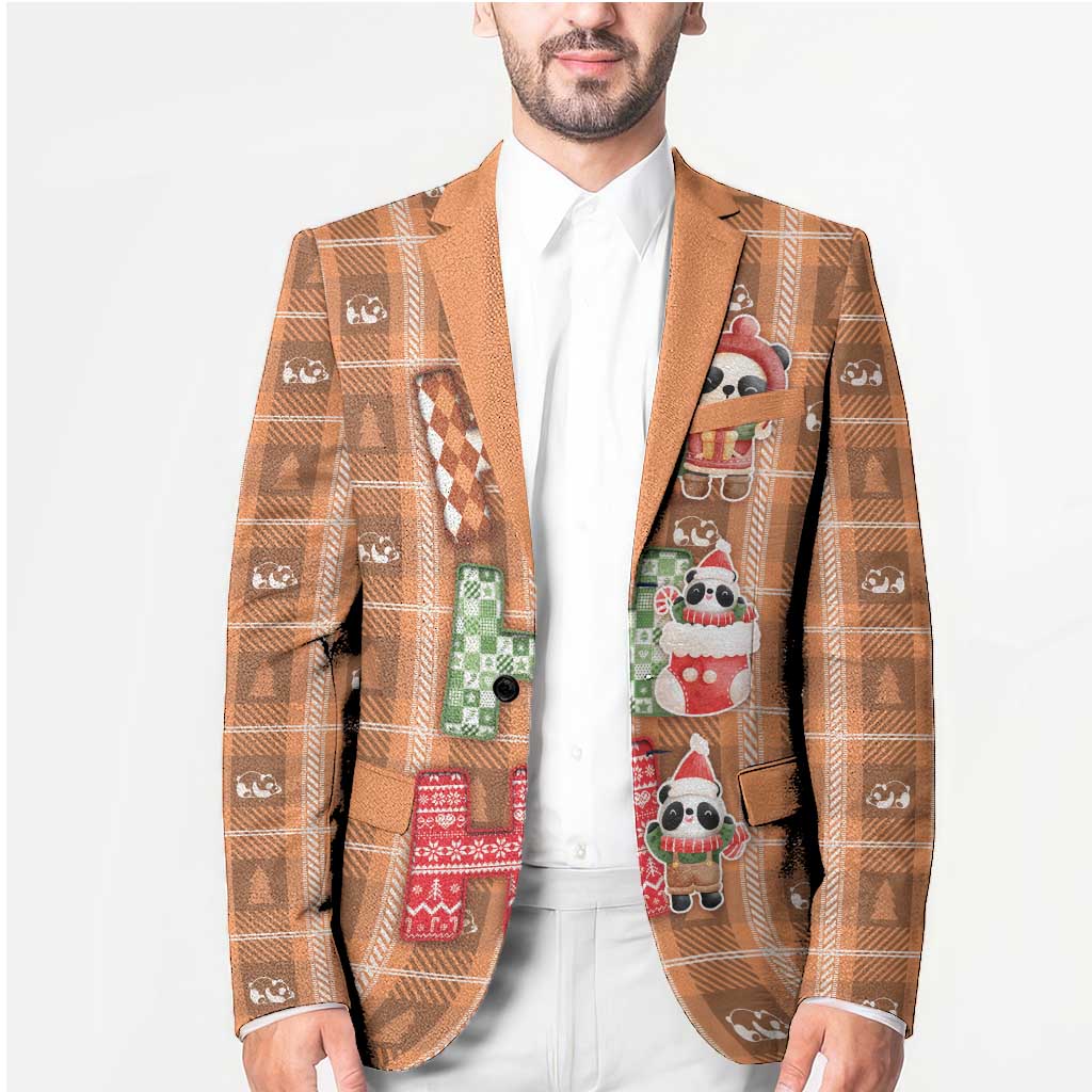 Panda Christmas Blazer Ho Ho Ho Caramel Pattern - Wonder Print Shop