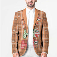 Panda Christmas Blazer Ho Ho Ho Caramel Pattern - Wonder Print Shop