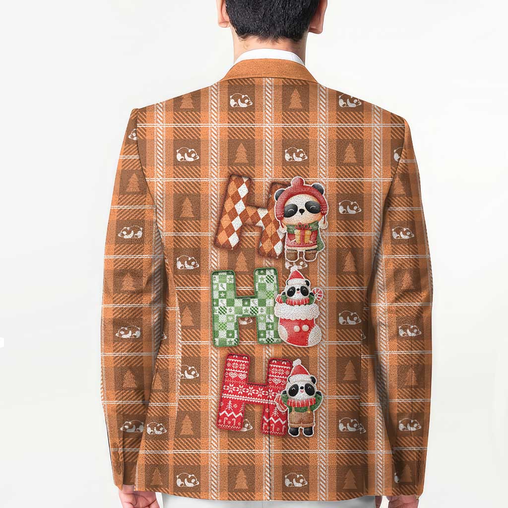 Panda Christmas Blazer Ho Ho Ho Caramel Pattern - Wonder Print Shop
