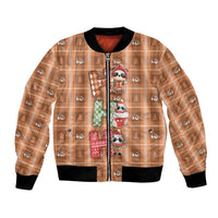 Panda Christmas Bomber Jacket Ho Ho Ho Caramel Pattern - Wonder Print Shop