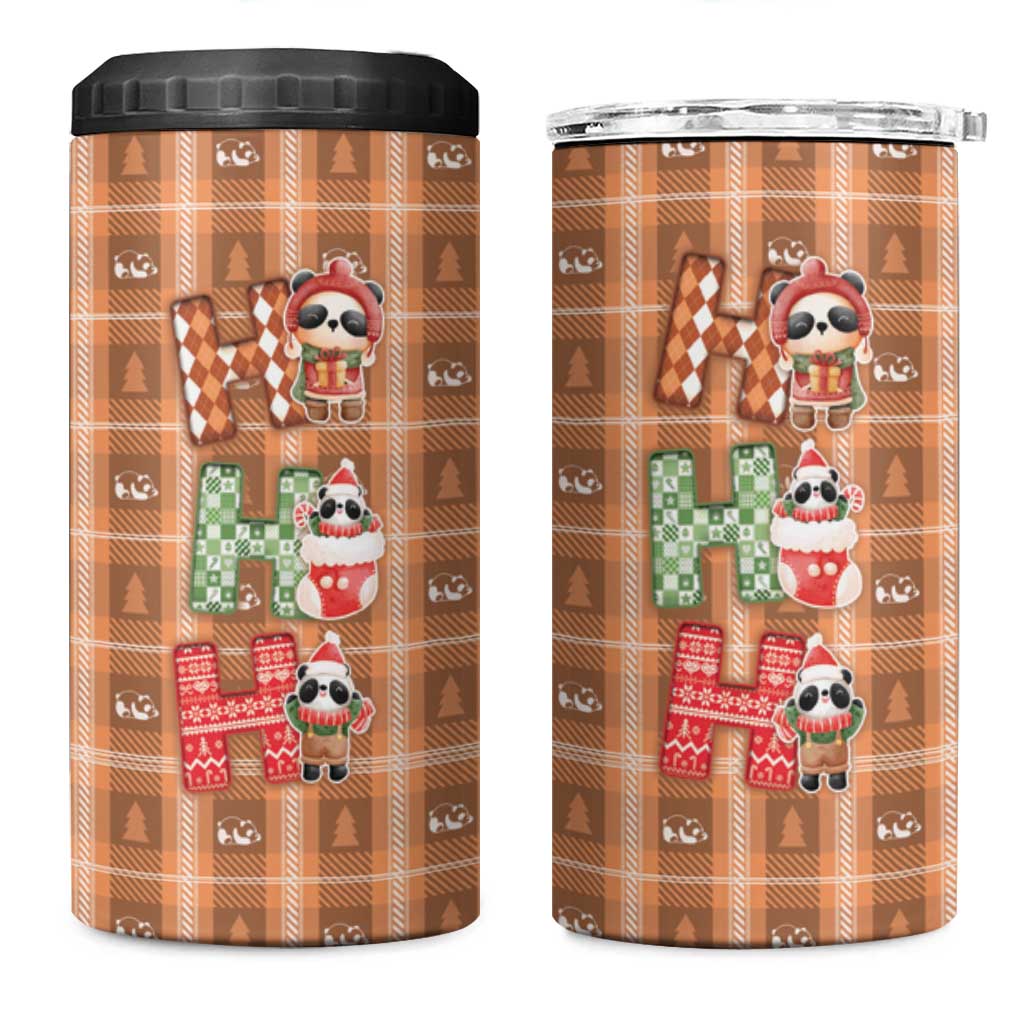 Panda Christmas 4 in 1 Can Cooler Tumbler Ho Ho Ho Caramel Pattern - Wonder Print Shop
