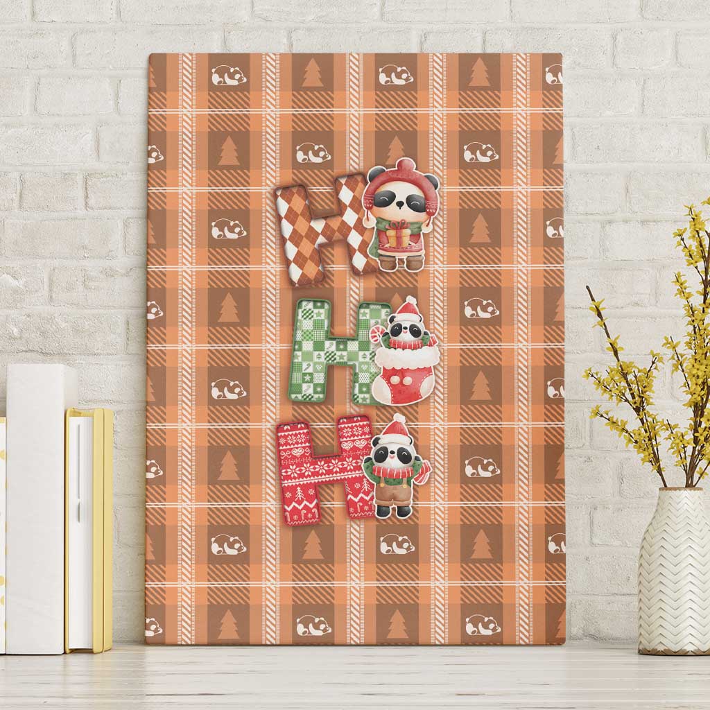 Panda Christmas Canvas Wall Art Ho Ho Ho Caramel Pattern - Wonder Print Shop