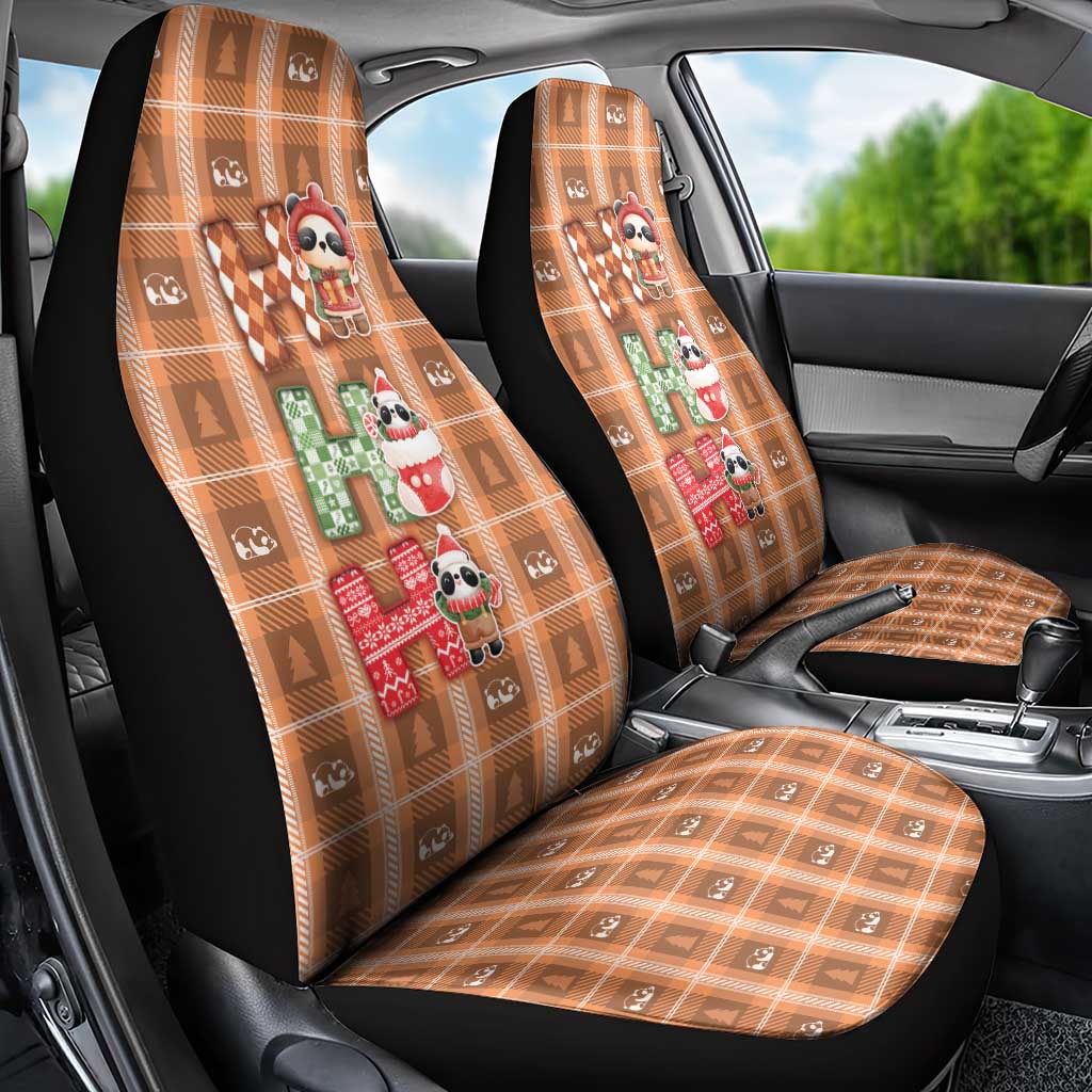 Panda Christmas Car Seat Cover Ho Ho Ho Caramel Pattern - Wonder Print Shop