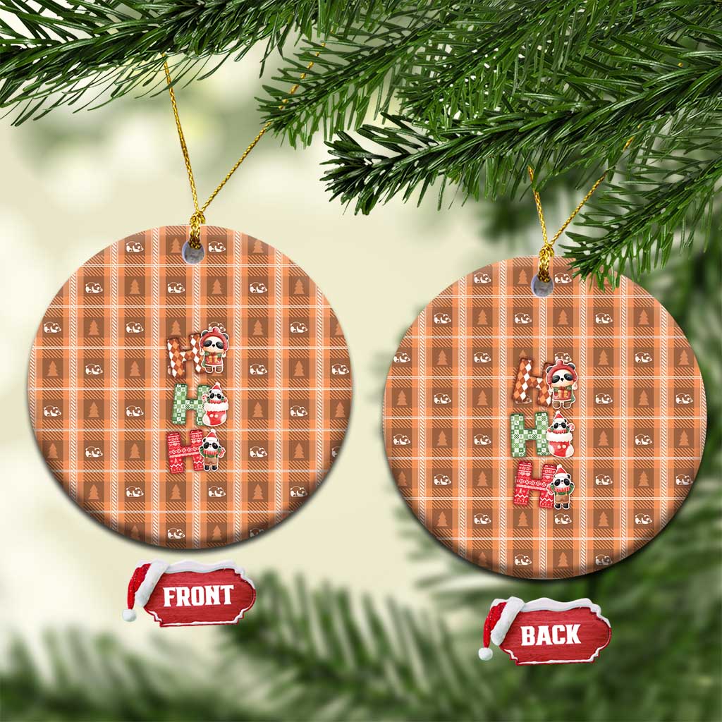 Panda Christmas Ceramic Ornament Ho Ho Ho Caramel Pattern - Wonder Print Shop