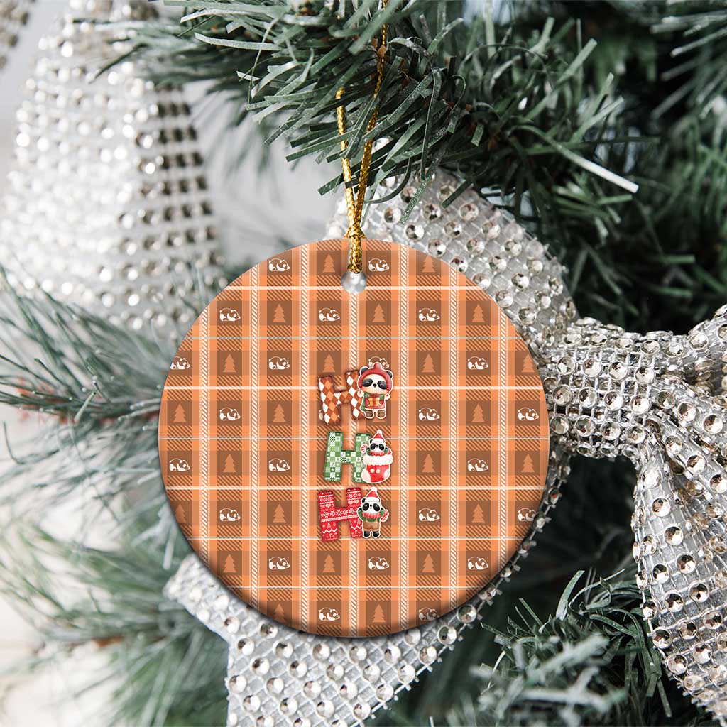 Panda Christmas Ceramic Ornament Ho Ho Ho Caramel Pattern - Wonder Print Shop