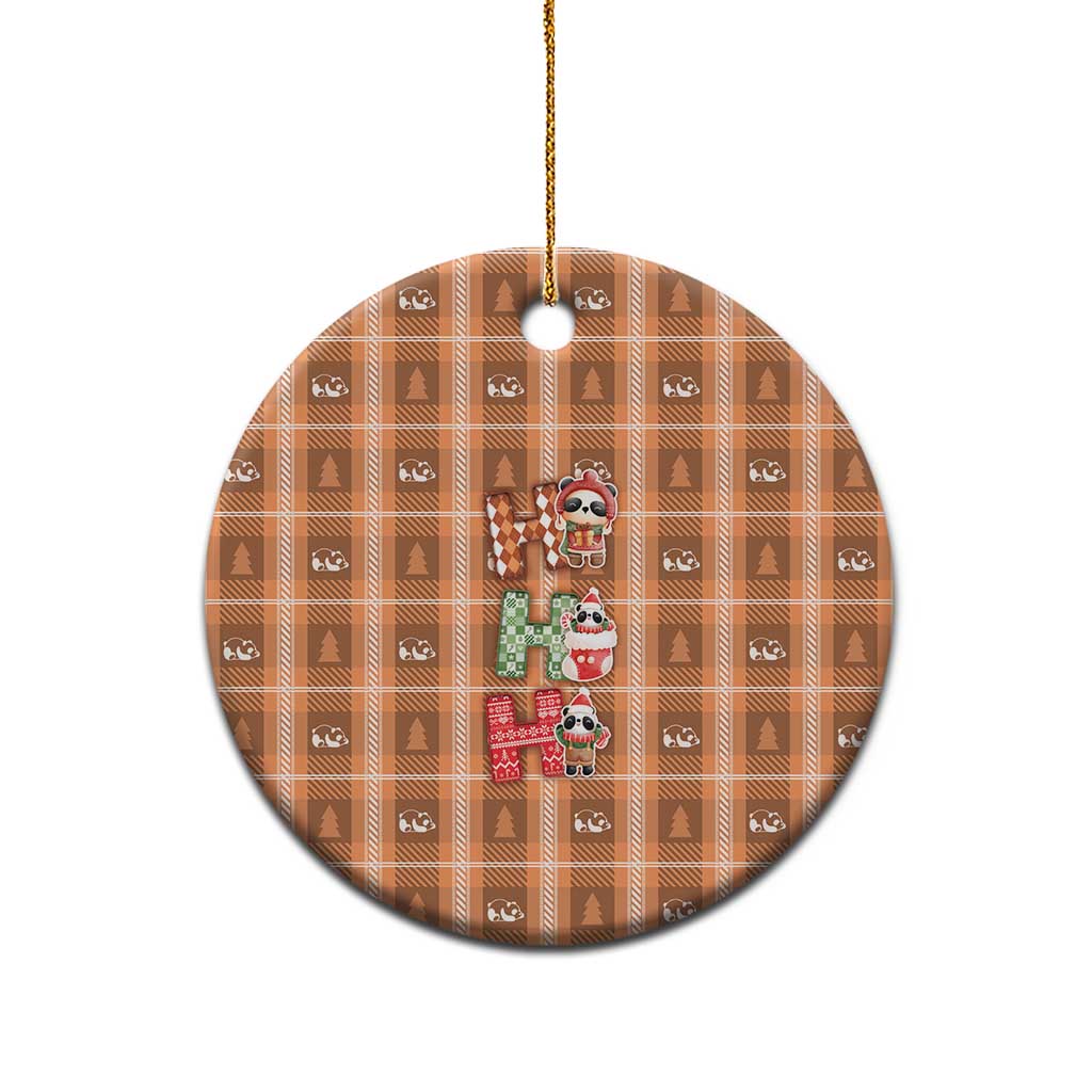 Panda Christmas Ceramic Ornament Ho Ho Ho Caramel Pattern - Wonder Print Shop