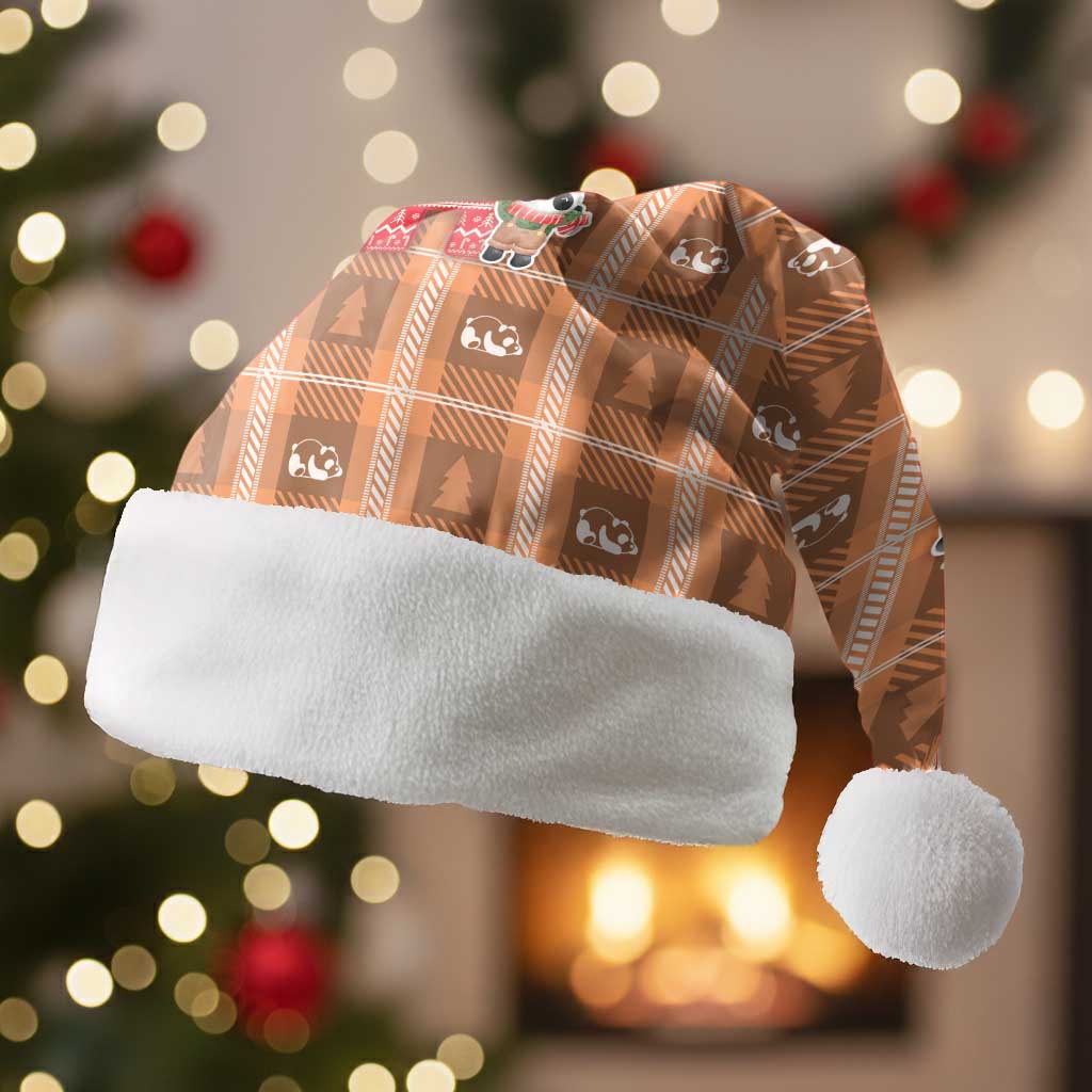 Panda Christmas Santa Hat Ho Ho Ho Caramel Pattern - Wonder Print Shop