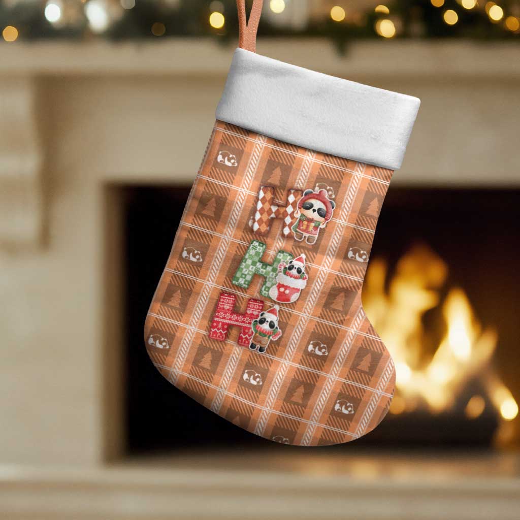 Panda Christmas Stocking Ho Ho Ho Caramel Pattern - Wonder Print Shop