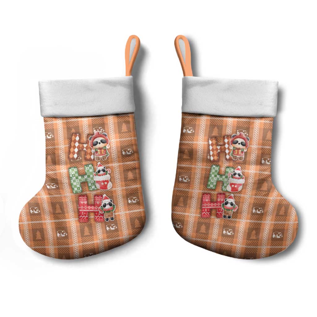 Panda Christmas Stocking Ho Ho Ho Caramel Pattern - Wonder Print Shop