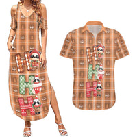 Panda Christmas Couples Matching Summer Maxi Dress and Hawaiian Shirt Ho Ho Ho Caramel Pattern - Wonder Print Shop