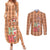 Panda Christmas Couples Matching Summer Maxi Dress and Long Sleeve Button Shirt Ho Ho Ho Caramel Pattern - Wonder Print Shop