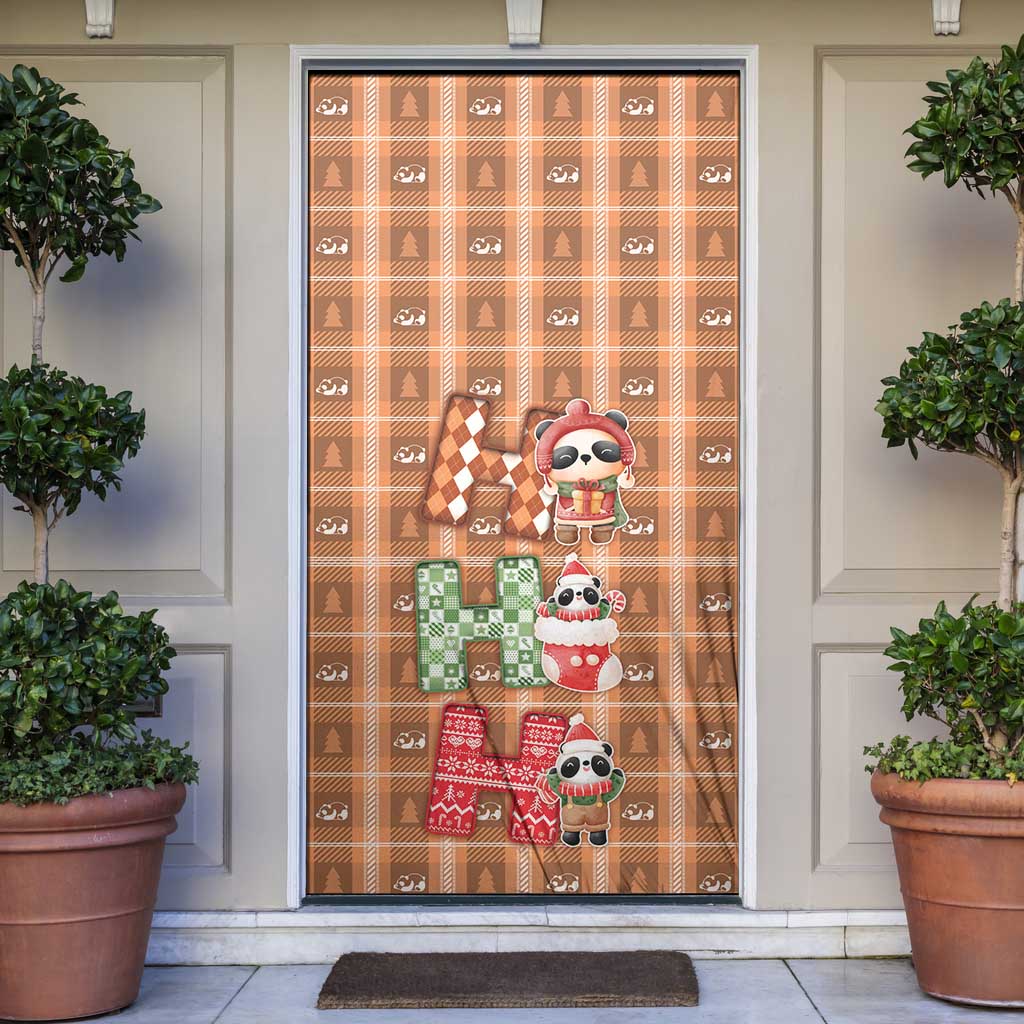 Panda Christmas Door Cover Ho Ho Ho Caramel Pattern - Wonder Print Shop
