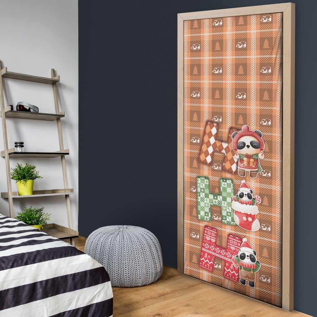 Panda Christmas Door Cover Ho Ho Ho Caramel Pattern - Wonder Print Shop