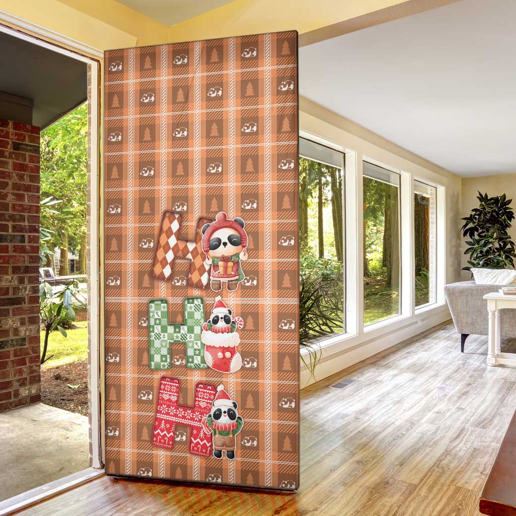 Panda Christmas Door Cover Ho Ho Ho Caramel Pattern - Wonder Print Shop