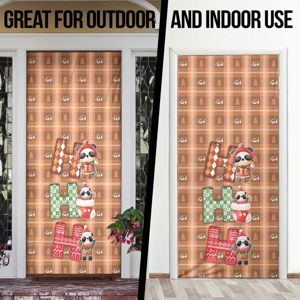 Panda Christmas Door Cover Ho Ho Ho Caramel Pattern - Wonder Print Shop