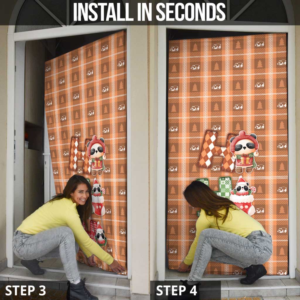 Panda Christmas Door Cover Ho Ho Ho Caramel Pattern - Wonder Print Shop