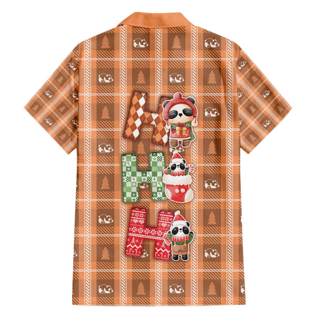 Panda Christmas Family Matching Long Sleeve Bodycon Dress and Hawaiian Shirt Ho Ho Ho Caramel Pattern - Wonder Print Shop