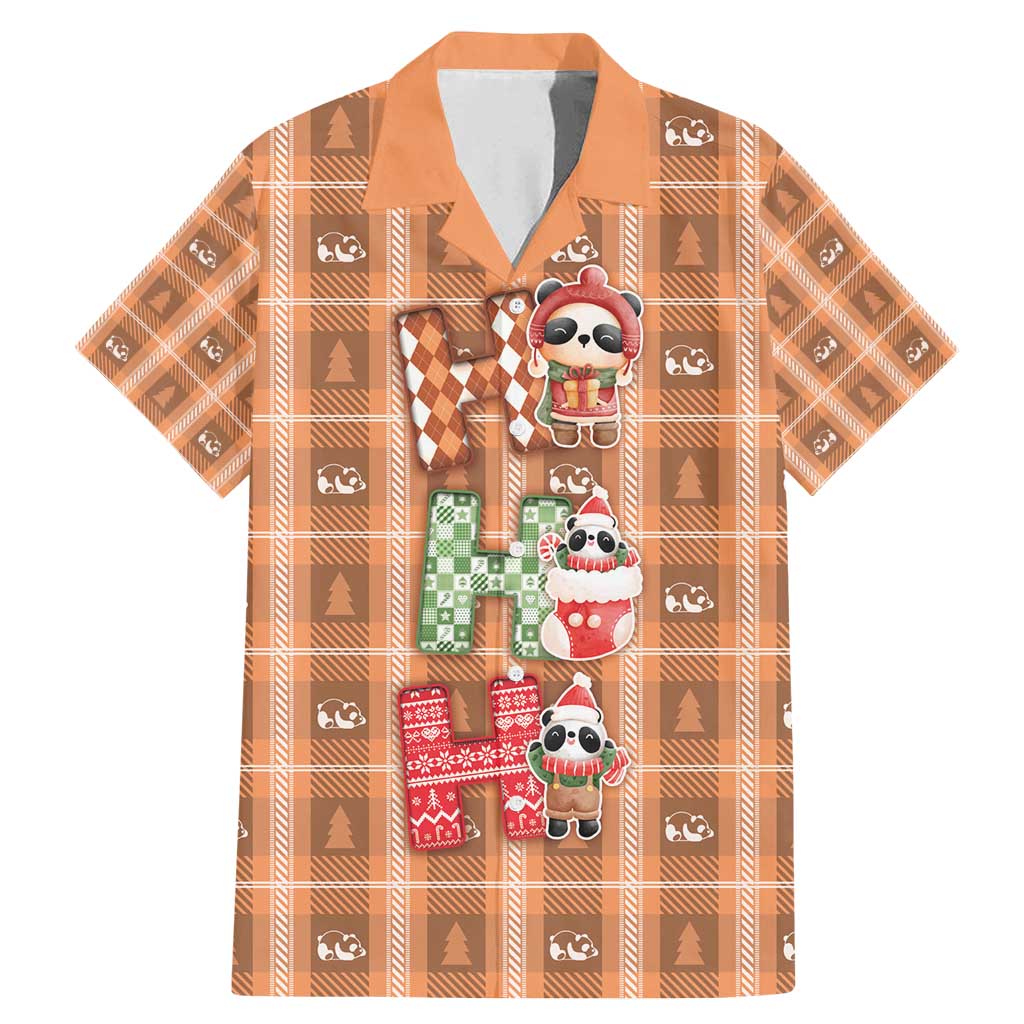 Panda Christmas Family Matching Mermaid Dress and Hawaiian Shirt Ho Ho Ho Caramel Pattern - Wonder Print Shop