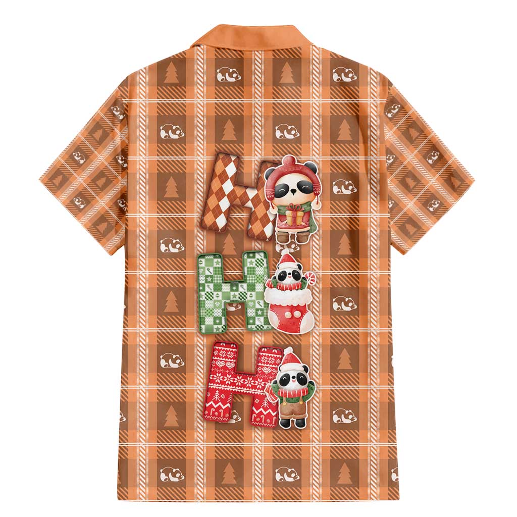 Panda Christmas Family Matching Mermaid Dress and Hawaiian Shirt Ho Ho Ho Caramel Pattern - Wonder Print Shop