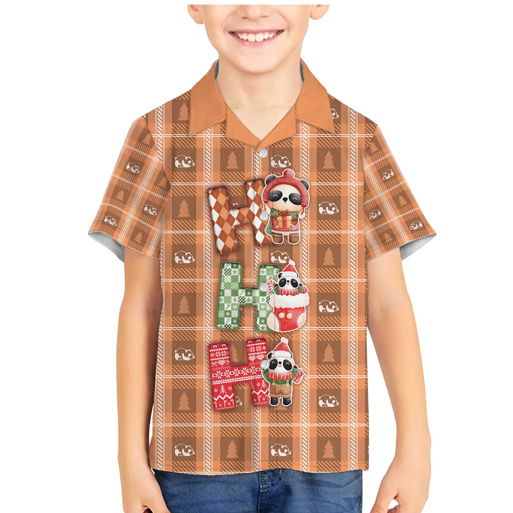 Panda Christmas Family Matching Mermaid Dress and Hawaiian Shirt Ho Ho Ho Caramel Pattern - Wonder Print Shop