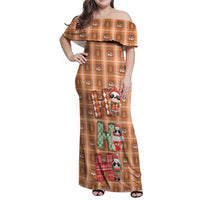 Panda Christmas Family Matching Off Shoulder Maxi Dress and Hawaiian Shirt Ho Ho Ho Caramel Pattern - Wonder Print Shop