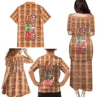 Panda Christmas Family Matching Puletasi and Hawaiian Shirt Ho Ho Ho Caramel Pattern - Wonder Print Shop