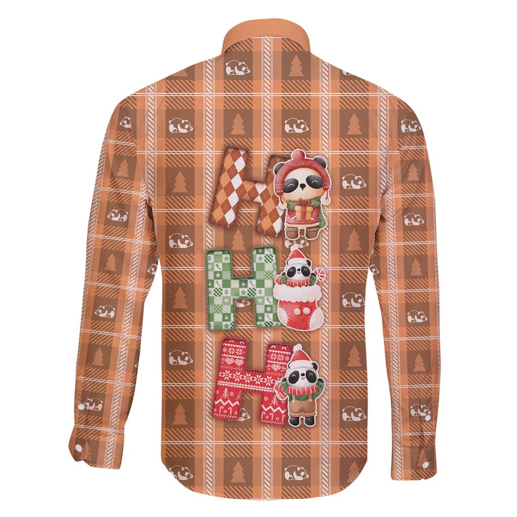 Panda Christmas Family Matching Puletasi and Hawaiian Shirt Ho Ho Ho Caramel Pattern - Wonder Print Shop