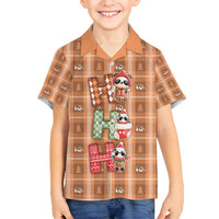 Panda Christmas Family Matching Puletasi and Hawaiian Shirt Ho Ho Ho Caramel Pattern - Wonder Print Shop