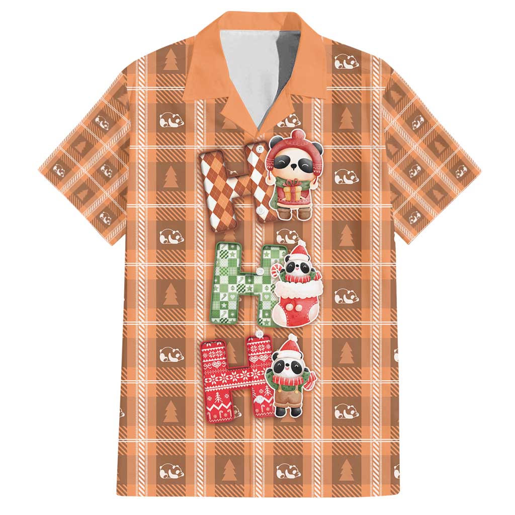 Panda Christmas Family Matching Tank Maxi Dress and Hawaiian Shirt Ho Ho Ho Caramel Pattern - Wonder Print Shop