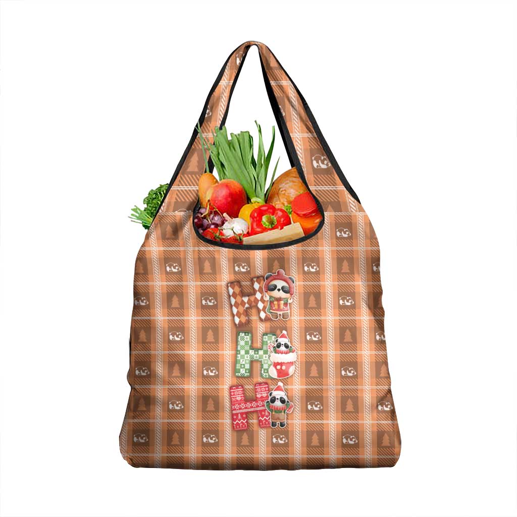 Panda Christmas Grocery Bag Ho Ho Ho Caramel Pattern - Wonder Print Shop