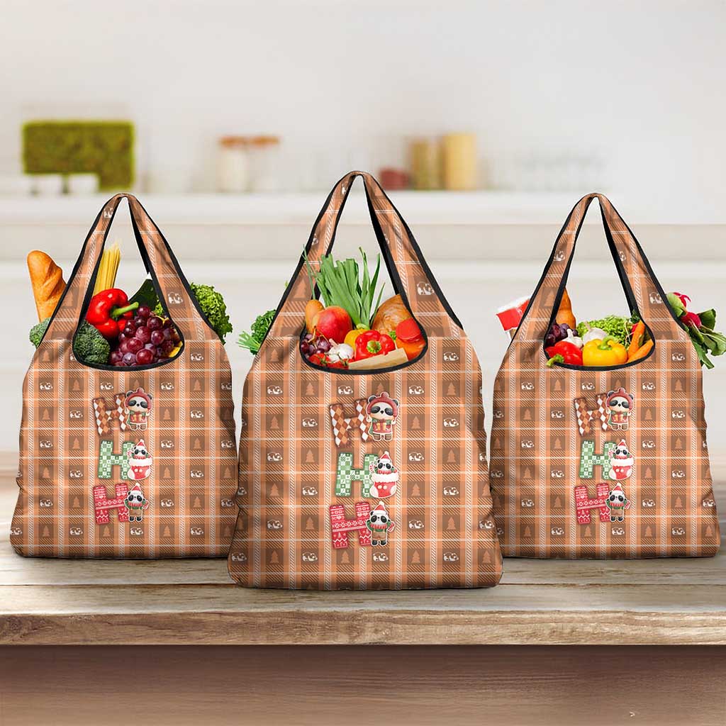 Panda Christmas Grocery Bag Ho Ho Ho Caramel Pattern - Wonder Print Shop