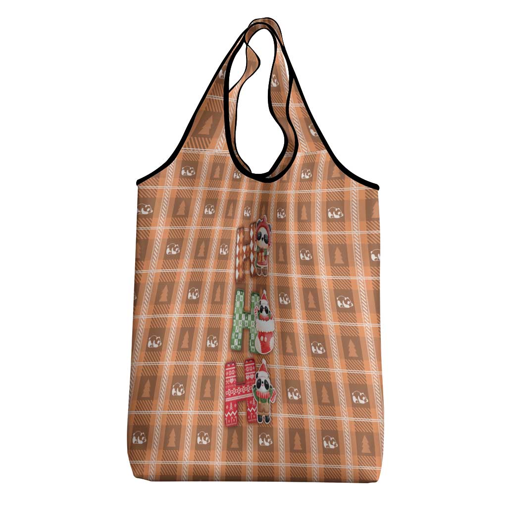Panda Christmas Grocery Bag Ho Ho Ho Caramel Pattern - Wonder Print Shop