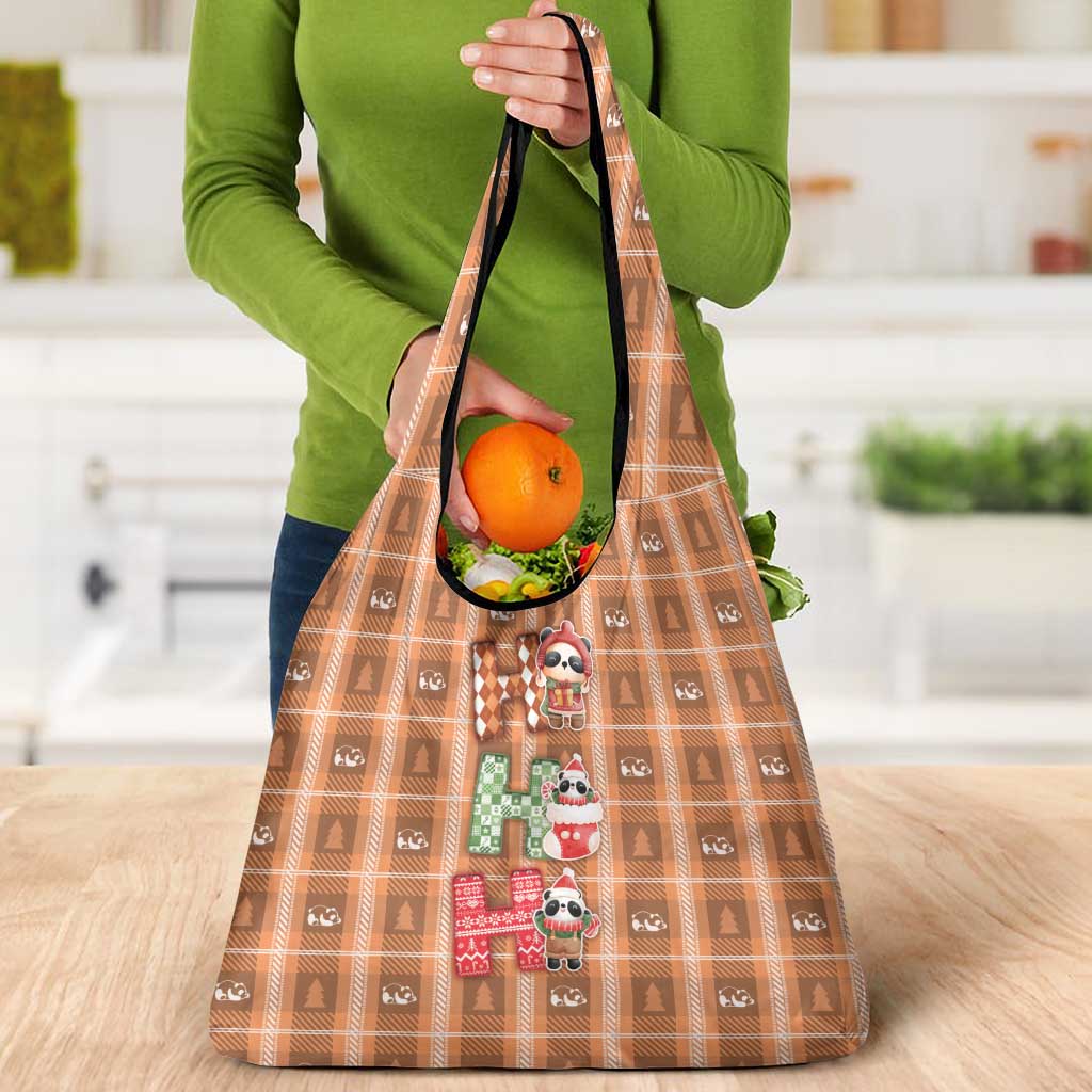 Panda Christmas Grocery Bag Ho Ho Ho Caramel Pattern - Wonder Print Shop