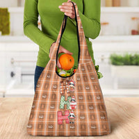 Panda Christmas Grocery Bag Ho Ho Ho Caramel Pattern - Wonder Print Shop