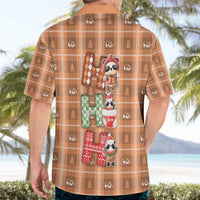 Panda Christmas Hawaiian Shirt Ho Ho Ho Caramel Pattern - Wonder Print Shop