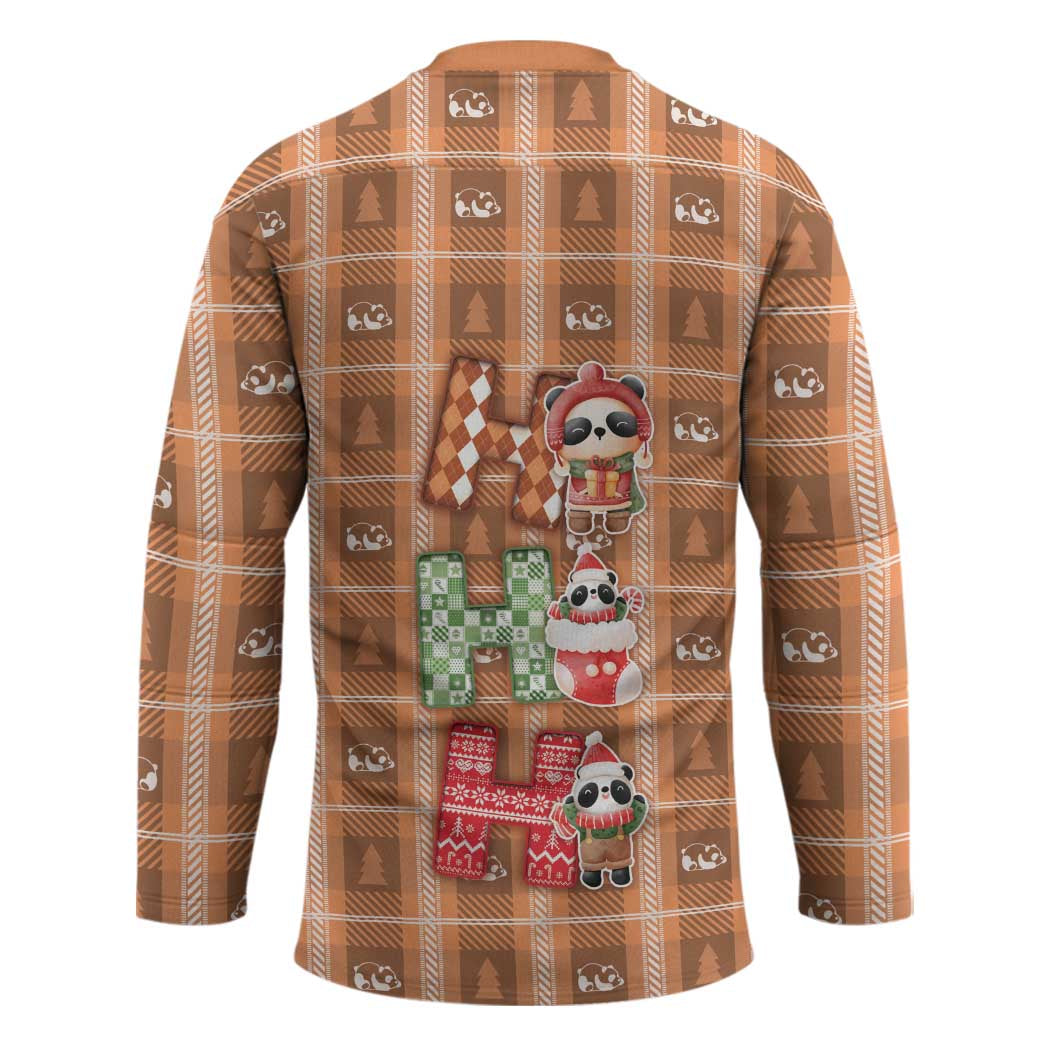 Panda Christmas Hockey Jersey Ho Ho Ho Caramel Pattern - Wonder Print Shop