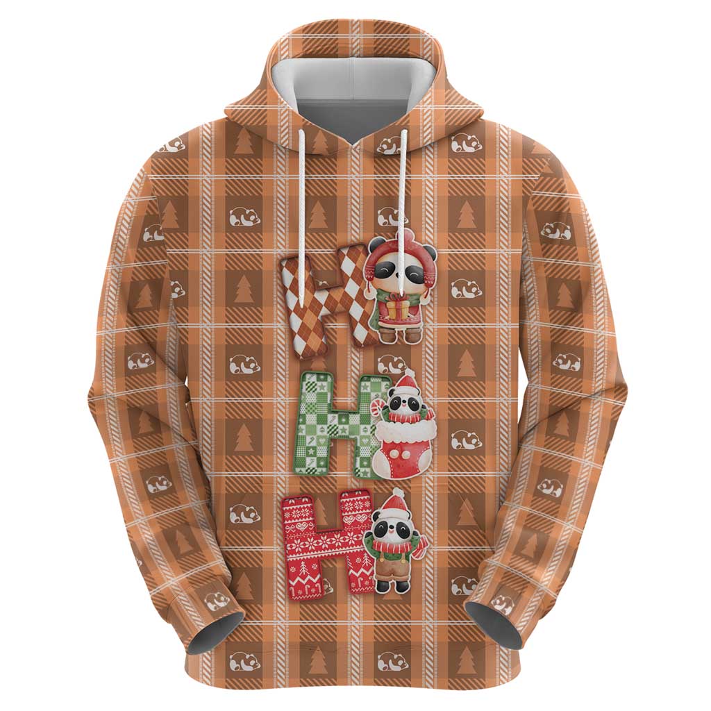 Panda Christmas Hoodie Ho Ho Ho Caramel Pattern - Wonder Print Shop
