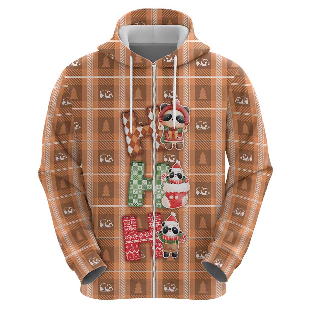 Panda Christmas Hoodie Ho Ho Ho Caramel Pattern - Wonder Print Shop