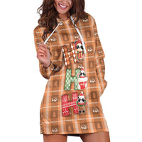 Panda Christmas Hoodie Dress Ho Ho Ho Caramel Pattern - Wonder Print Shop