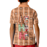 Panda Christmas Kid Polo Shirt Ho Ho Ho Caramel Pattern - Wonder Print Shop