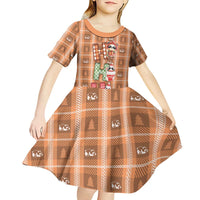 Panda Christmas Kid Short Sleeve Dress Ho Ho Ho Caramel Pattern - Wonder Print Shop