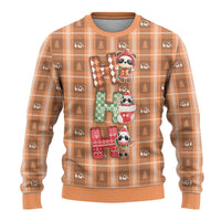 Panda Christmas Ugly Christmas Sweater Ho Ho Ho Caramel Pattern - Wonder Print Shop