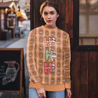 Panda Christmas Ugly Christmas Sweater Ho Ho Ho Caramel Pattern - Wonder Print Shop